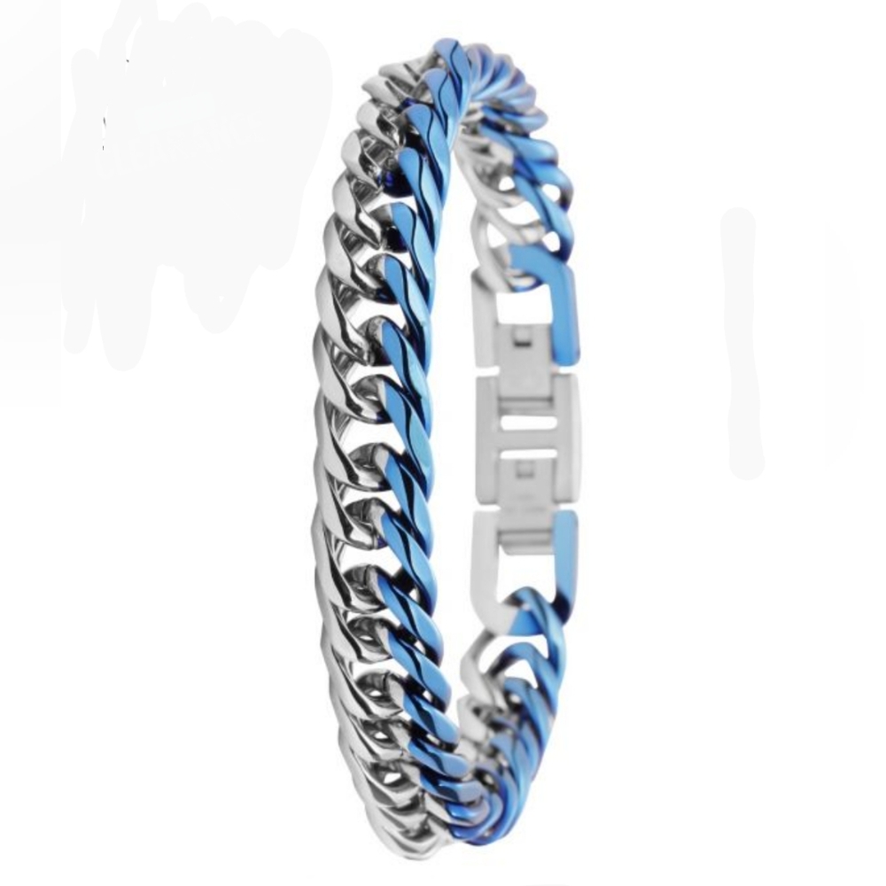 Invicta NWT Elements 2 Tone Blue/Silver Polished Bracelet